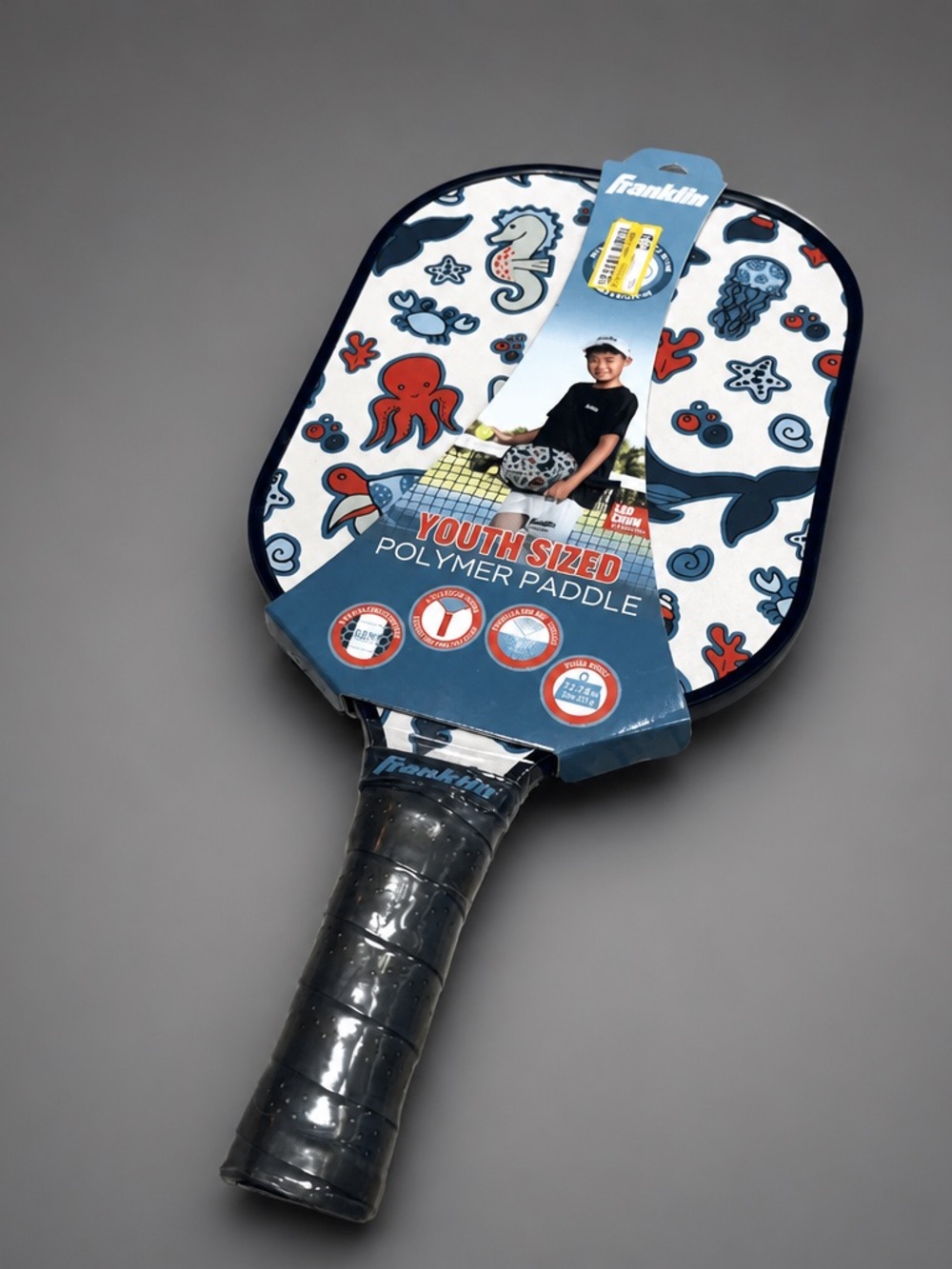 Franklin Sports Youth Fiberglass Pickleball Paddle MaxGrit Sea Creature Blue